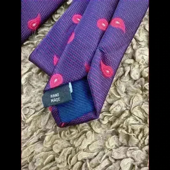 LORD JOHN Neck Tie Mens Purple Paisley  Made in England Vintage - Picture 3 of 6